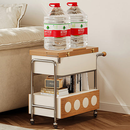 Traditional French Iron MDF Plywood Rectangular End Table 1-Drawer Movable For Living Room