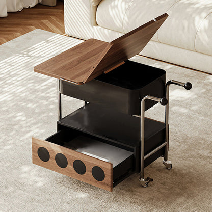 Traditional French Iron MDF Plywood Rectangular End Table 1-Drawer Movable For Living Room