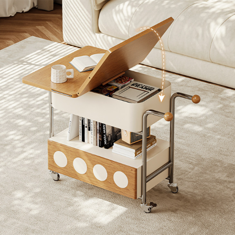 Traditional French Iron MDF Plywood Rectangular End Table 1-Drawer Movable For Living Room