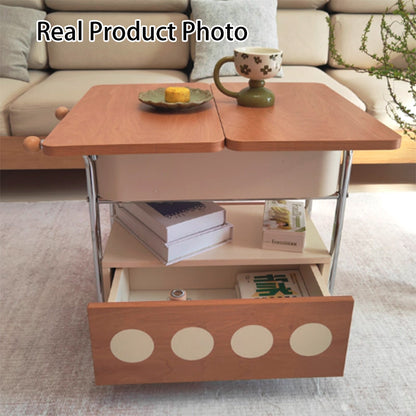 Traditional French Iron MDF Plywood Rectangular End Table 1-Drawer Movable For Living Room
