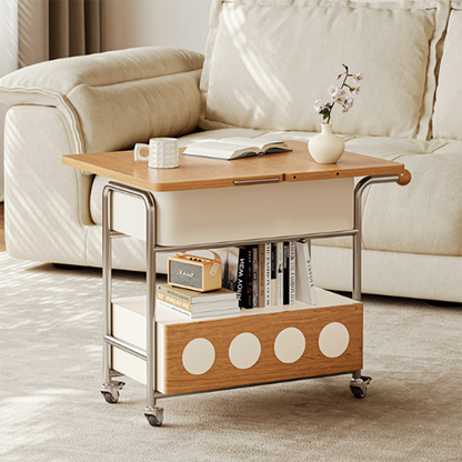 Traditional French Iron MDF Plywood Rectangular End Table 1-Drawer Movable For Living Room