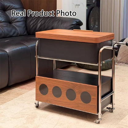 Traditional French Iron MDF Plywood Rectangular End Table 1-Drawer Movable For Living Room