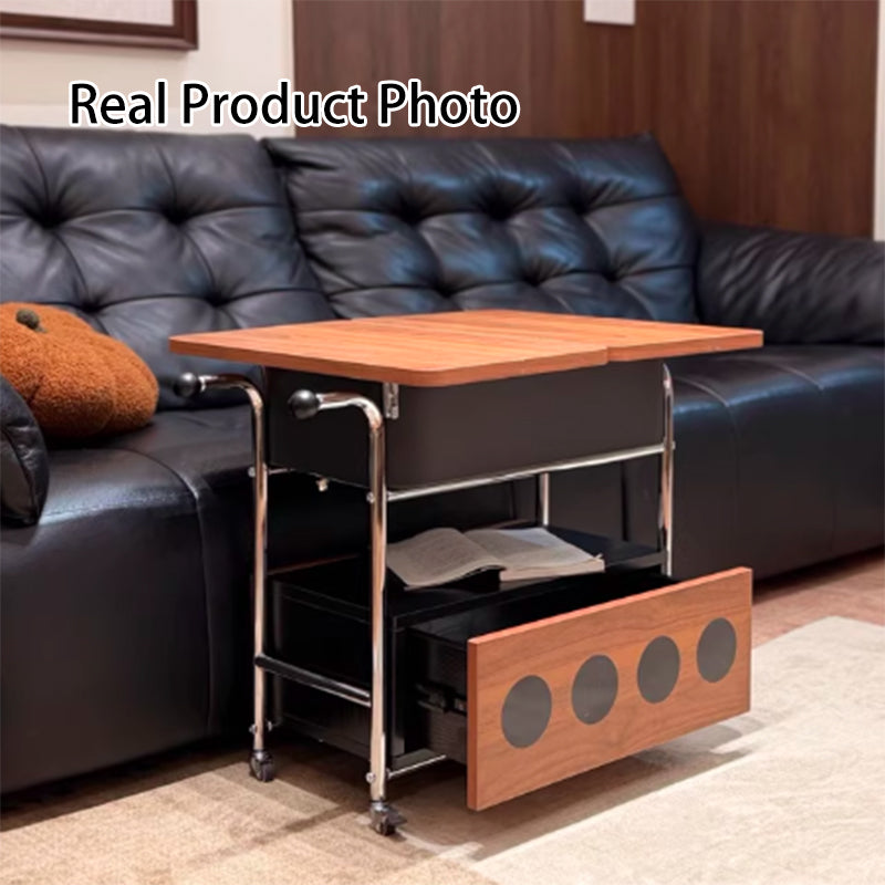 Traditional French Iron MDF Plywood Rectangular End Table 1-Drawer Movable For Living Room