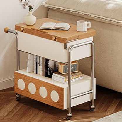 Traditional French Iron MDF Plywood Rectangular End Table 1-Drawer Movable For Living Room