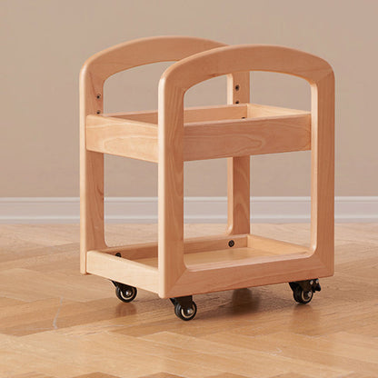 Modern Minimalist Birch Wood Paulownia Wood Curved Edge Rectangular Movable Storage Shelf 2-Tier For Living Room