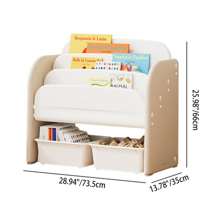 Modern Minimalist HDPE Rectangular Lightweight Kids Bookshelf 2/6-Storage Box For Living Room & Study