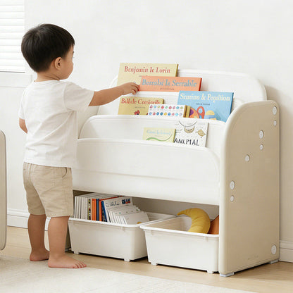 Modern Minimalist HDPE Rectangular Lightweight Kids Bookshelf 2/6-Storage Box For Living Room & Study