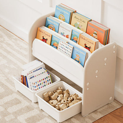 Modern Minimalist HDPE Rectangular Lightweight Kids Bookshelf 2/6-Storage Box For Living Room & Study