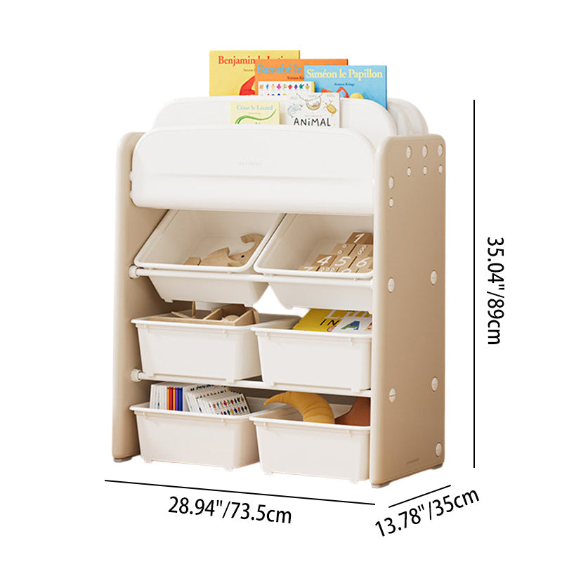 Modern Minimalist HDPE Rectangular Lightweight Kids Bookshelf 2/6-Storage Box For Living Room & Study