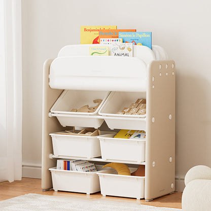Modern Minimalist HDPE Rectangular Lightweight Kids Bookshelf 2/6-Storage Box For Living Room & Study
