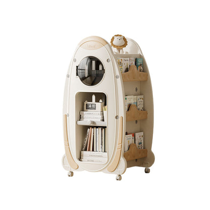 Modern Minimalist HDPE Acrylic Cartoon Rocket Kids Movable Bookshelf 3-Tier For Living Room & Study
