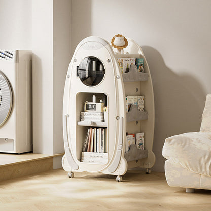 Modern Minimalist HDPE Acrylic Cartoon Rocket Kids Movable Bookshelf 3-Tier For Living Room & Study