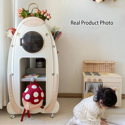 Modern Minimalist HDPE Acrylic Cartoon Rocket Kids Movable Bookshelf 3-Tier For Living Room & Study