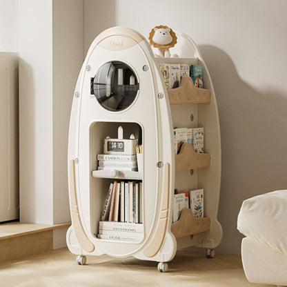 Modern Minimalist HDPE Acrylic Cartoon Rocket Kids Movable Bookshelf 3-Tier For Living Room & Study