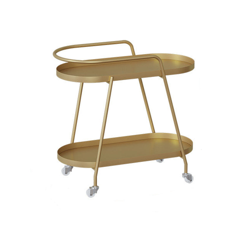 Contemporary Industrial Iron Elliptical Indoor Movable Flower Storage Shelf 2-Tier For Living Room & Balcony