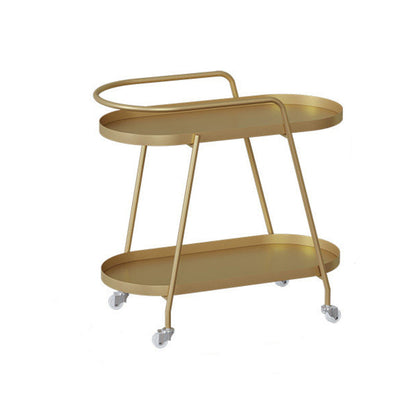 Contemporary Industrial Iron Elliptical Indoor Movable Flower Storage Shelf 2-Tier For Living Room & Balcony