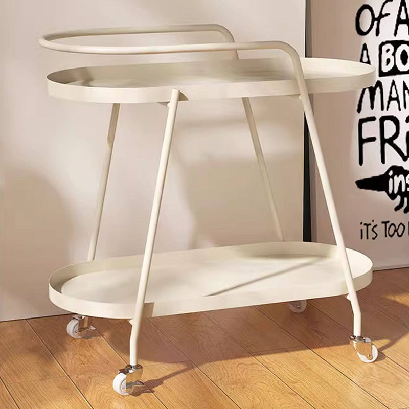 Contemporary Industrial Iron Elliptical Indoor Movable Flower Storage Shelf 2-Tier For Living Room & Balcony
