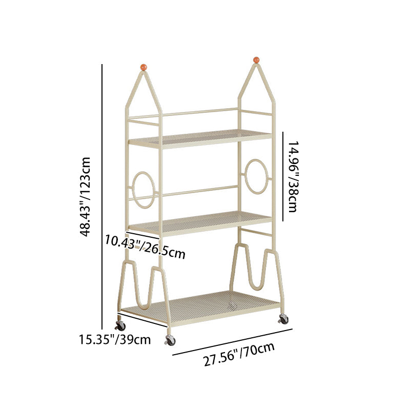 Modern Minimalist Baking Paint Iron Rocket Indoor Movable Flower Storage Shelf 3-Layer For Living Room