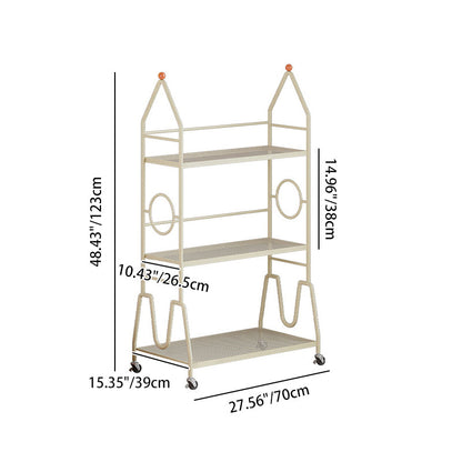Modern Minimalist Baking Paint Iron Rocket Indoor Movable Flower Storage Shelf 3-Layer For Living Room