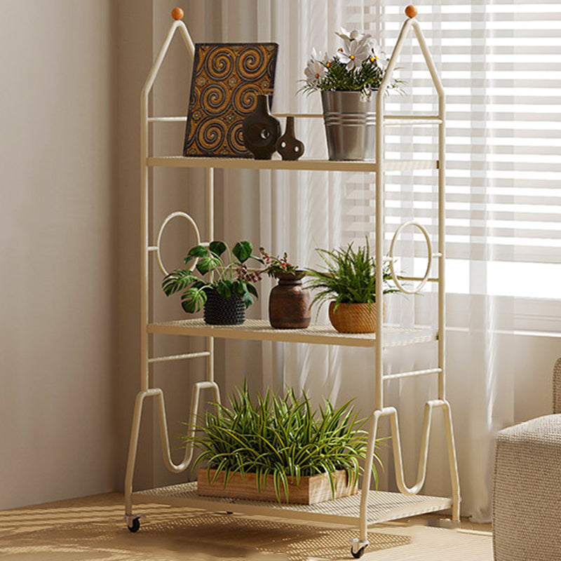 Modern Minimalist Baking Paint Iron Rocket Indoor Movable Flower Storage Shelf 3-Layer For Living Room