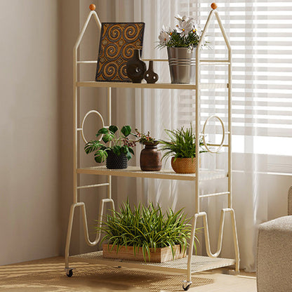 Modern Minimalist Baking Paint Iron Rocket Indoor Movable Flower Storage Shelf 3-Layer For Living Room