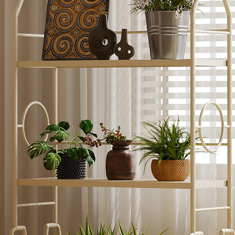 Modern Minimalist Baking Paint Iron Rocket Indoor Movable Flower Storage Shelf 3-Layer For Living Room