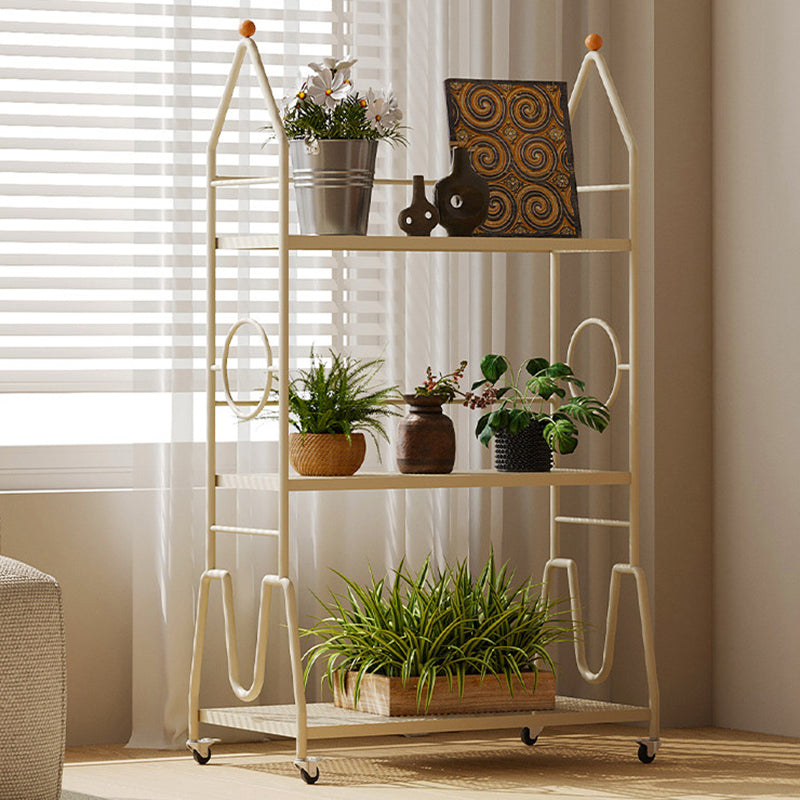 Modern Minimalist Baking Paint Iron Rocket Indoor Movable Flower Storage Shelf 3-Layer For Living Room