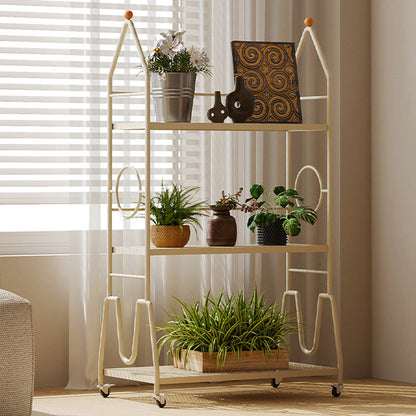 Modern Minimalist Baking Paint Iron Rocket Indoor Movable Flower Storage Shelf 3-Layer For Living Room