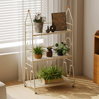 Modern Minimalist Baking Paint Iron Rocket Indoor Movable Flower Storage Shelf 3-Layer For Living Room