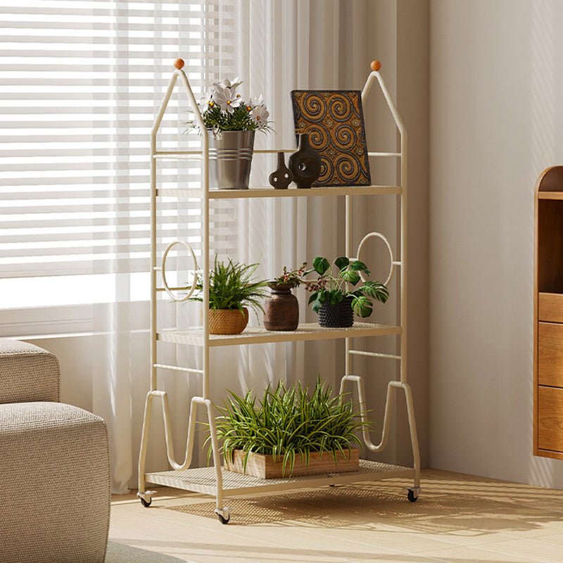 Modern Minimalist Baking Paint Iron Rocket Indoor Movable Flower Storage Shelf 3-Layer For Living Room