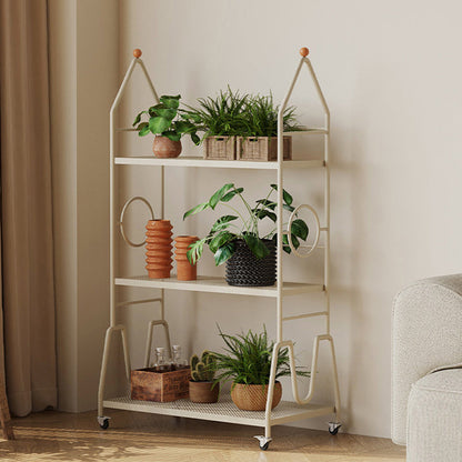 Modern Minimalist Baking Paint Iron Rocket Indoor Movable Flower Storage Shelf 3-Layer For Living Room