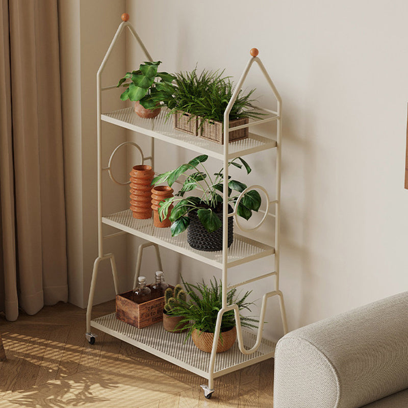 Modern Minimalist Baking Paint Iron Rocket Indoor Movable Flower Storage Shelf 3-Layer For Living Room