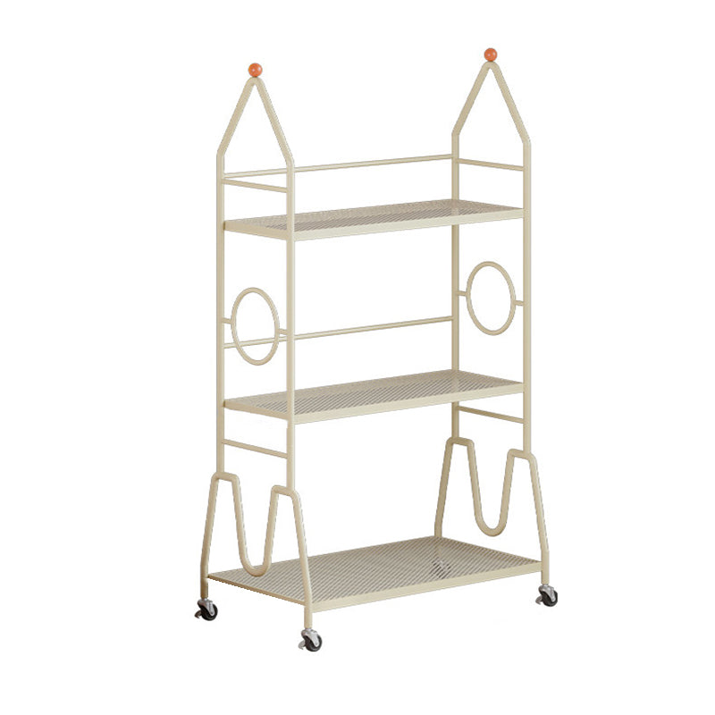 Modern Minimalist Baking Paint Iron Rocket Indoor Movable Flower Storage Shelf 3-Layer For Living Room