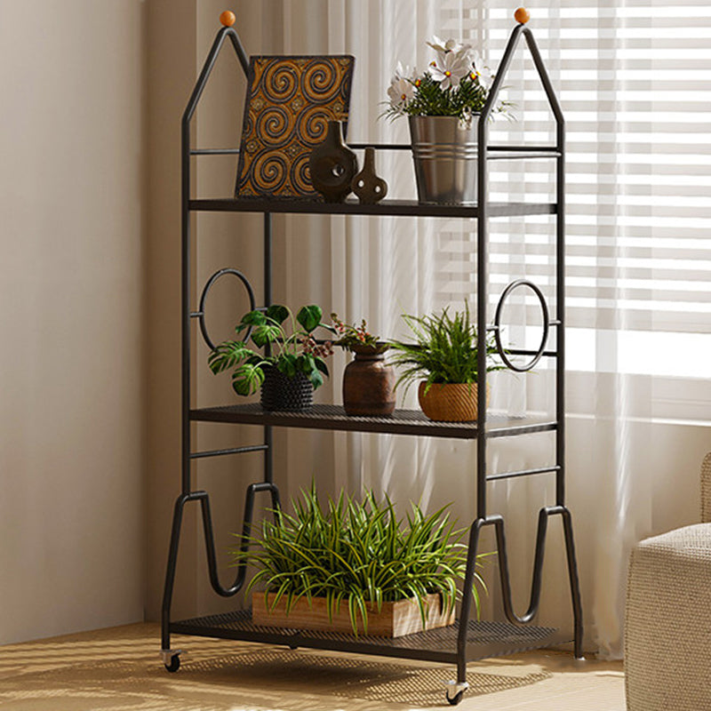 Modern Minimalist Baking Paint Iron Rocket Indoor Movable Flower Storage Shelf 3-Layer For Living Room
