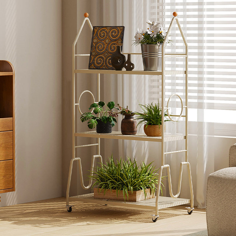 Modern Minimalist Baking Paint Iron Rocket Indoor Movable Flower Storage Shelf 3-Layer For Living Room