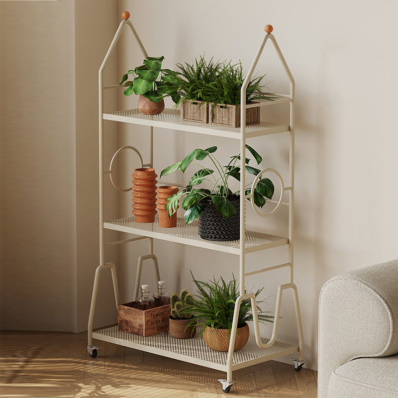 Modern Minimalist Baking Paint Iron Rocket Indoor Movable Flower Storage Shelf 3-Layer For Living Room