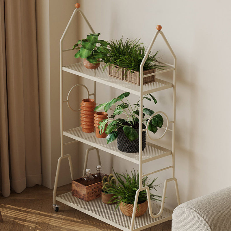 Modern Minimalist Baking Paint Iron Rocket Indoor Movable Flower Storage Shelf 3-Layer For Living Room