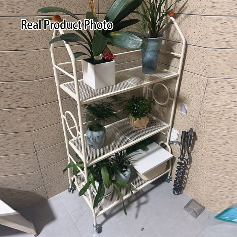 Modern Minimalist Baking Paint Iron Rocket Indoor Movable Flower Storage Shelf 3-Layer For Living Room