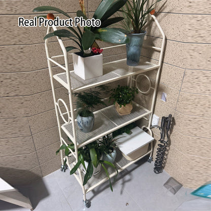 Modern Minimalist Baking Paint Iron Rocket Indoor Movable Flower Storage Shelf 3-Layer For Living Room