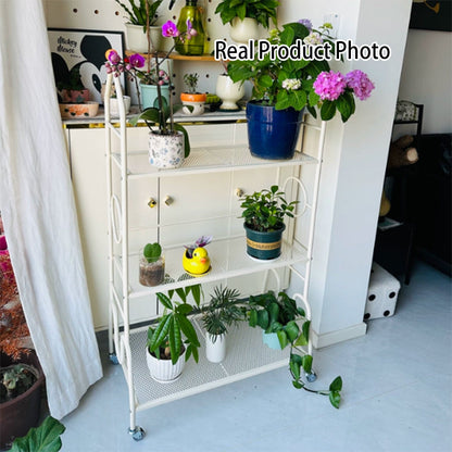 Modern Minimalist Baking Paint Iron Rocket Indoor Movable Flower Storage Shelf 3-Layer For Living Room