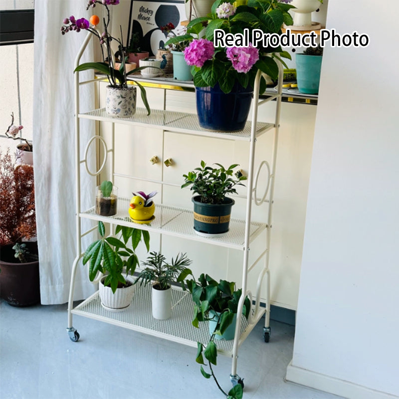 Modern Minimalist Baking Paint Iron Rocket Indoor Movable Flower Storage Shelf 3-Layer For Living Room