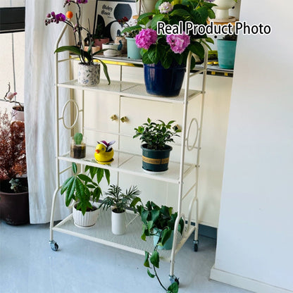 Modern Minimalist Baking Paint Iron Rocket Indoor Movable Flower Storage Shelf 3-Layer For Living Room