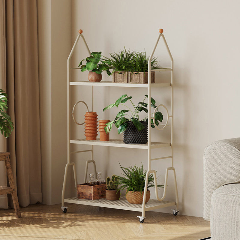 Modern Minimalist Baking Paint Iron Rocket Indoor Movable Flower Storage Shelf 3-Layer For Living Room
