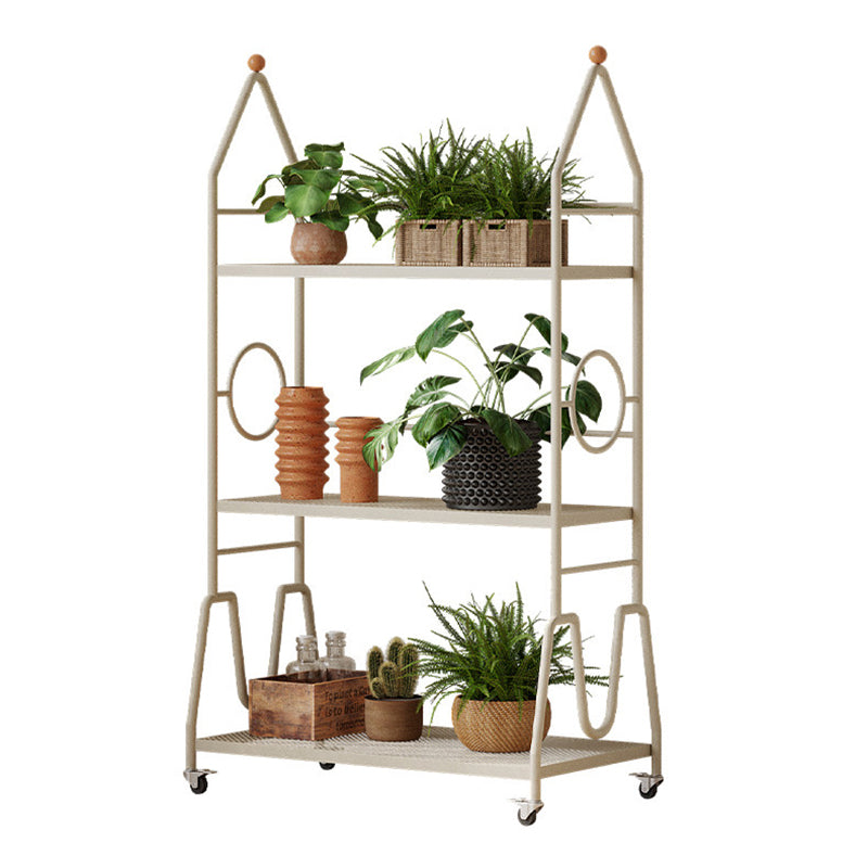 Modern Minimalist Baking Paint Iron Rocket Indoor Movable Flower Storage Shelf 3-Layer For Living Room