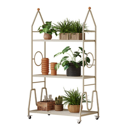 Modern Minimalist Baking Paint Iron Rocket Indoor Movable Flower Storage Shelf 3-Layer For Living Room