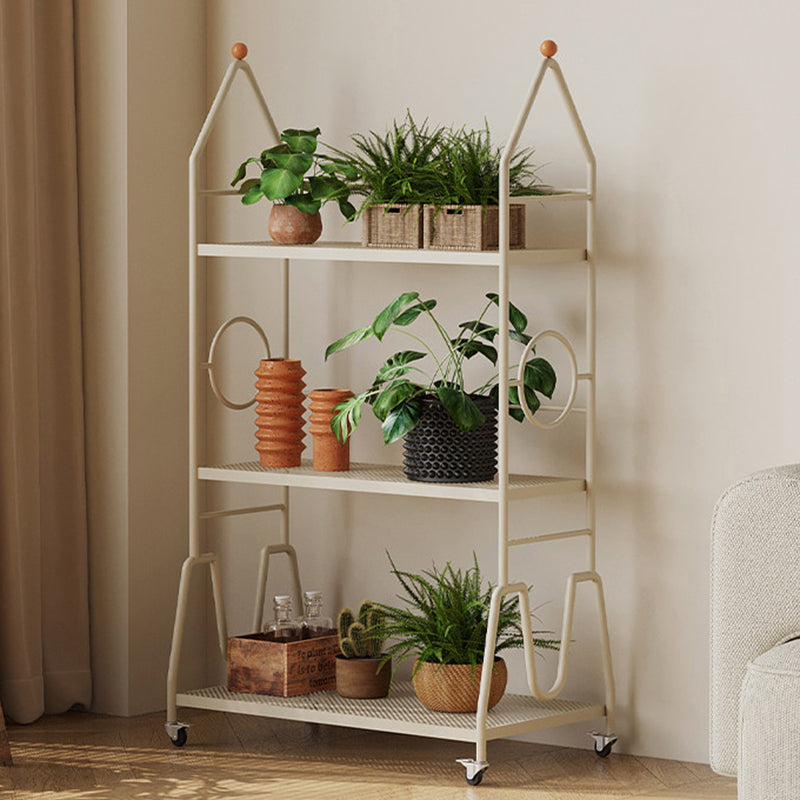 Modern Minimalist Baking Paint Iron Rocket Indoor Movable Flower Storage Shelf 3-Layer For Living Room