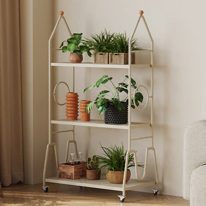Modern Minimalist Baking Paint Iron Rocket Indoor Movable Flower Storage Shelf 3-Layer For Living Room