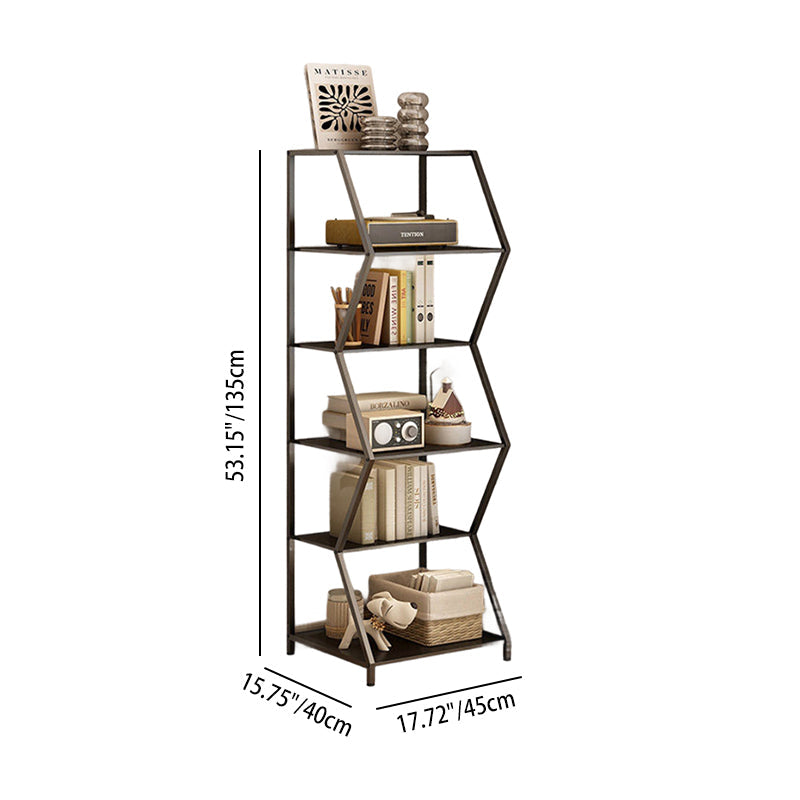 Modern Minimalist Carbon Steel Irregular Trapezoidal Floor-Standing Storage Shelf 6-Layer For Living Room & Study