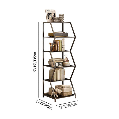 Modern Minimalist Carbon Steel Irregular Trapezoidal Floor-Standing Storage Shelf 6-Layer For Living Room & Study
