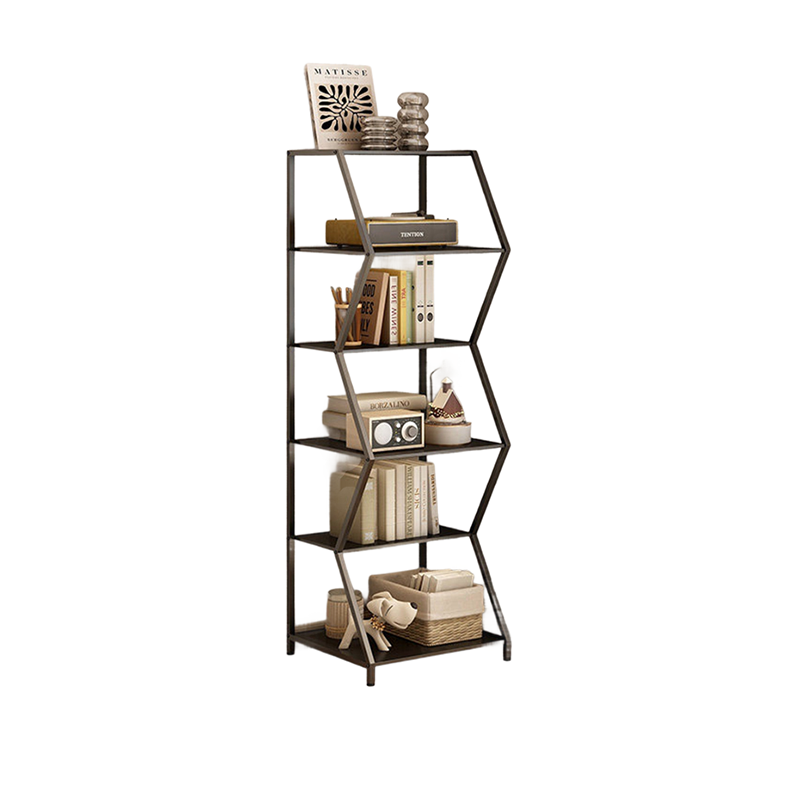 Modern Minimalist Carbon Steel Irregular Trapezoidal Floor-Standing Storage Shelf 6-Layer For Living Room & Study